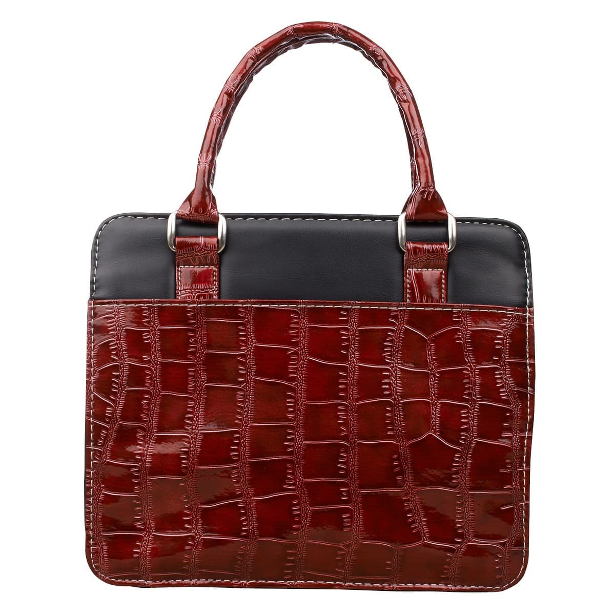 Burgundy Crocodile Embossed Purse-style Fashion Large Bible Case, picture 2