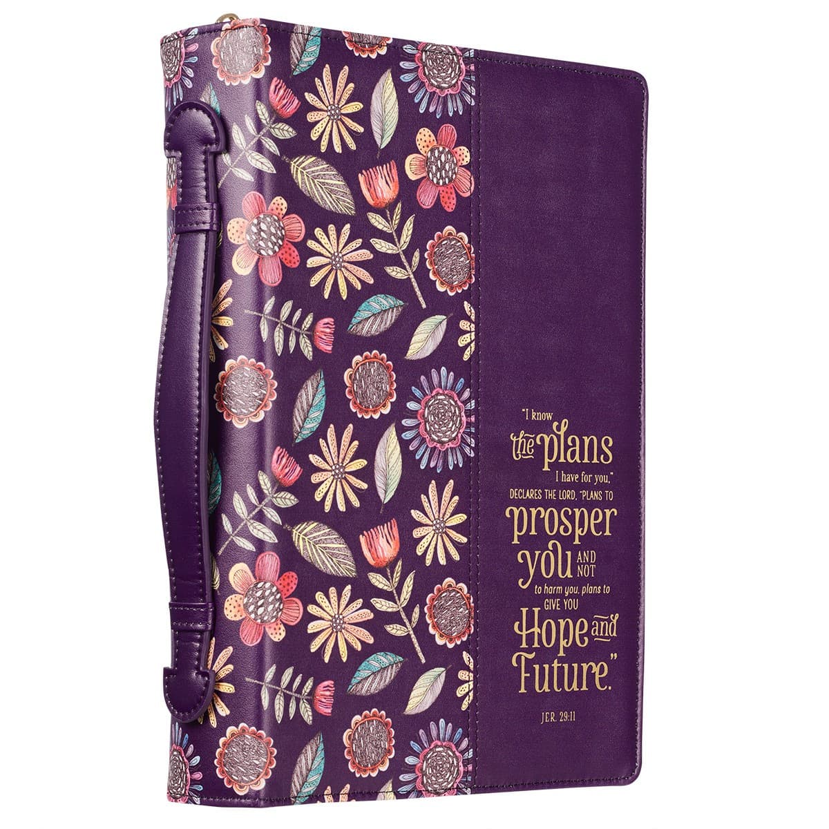 I Know the Plans Purple Floral Faux Leather Large Bible Case - Jeremiah 29:11, picture 4