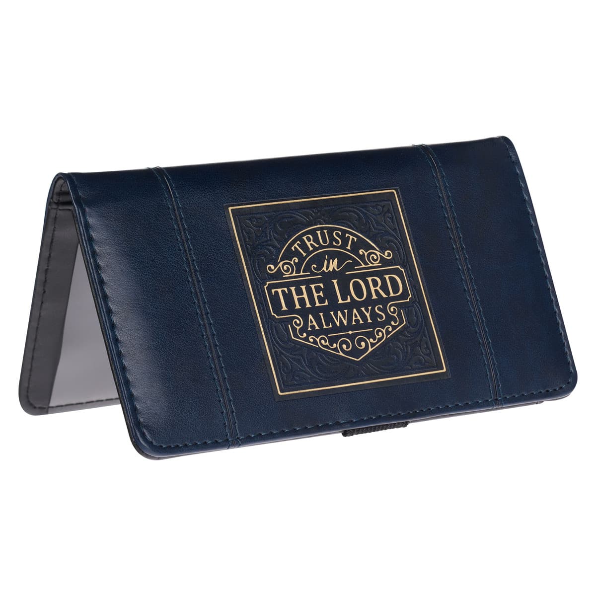 Trust in the LORD Always - Isaiah 26:4 Navy Blue Faux Leather Checkbook Cover, picture 4
