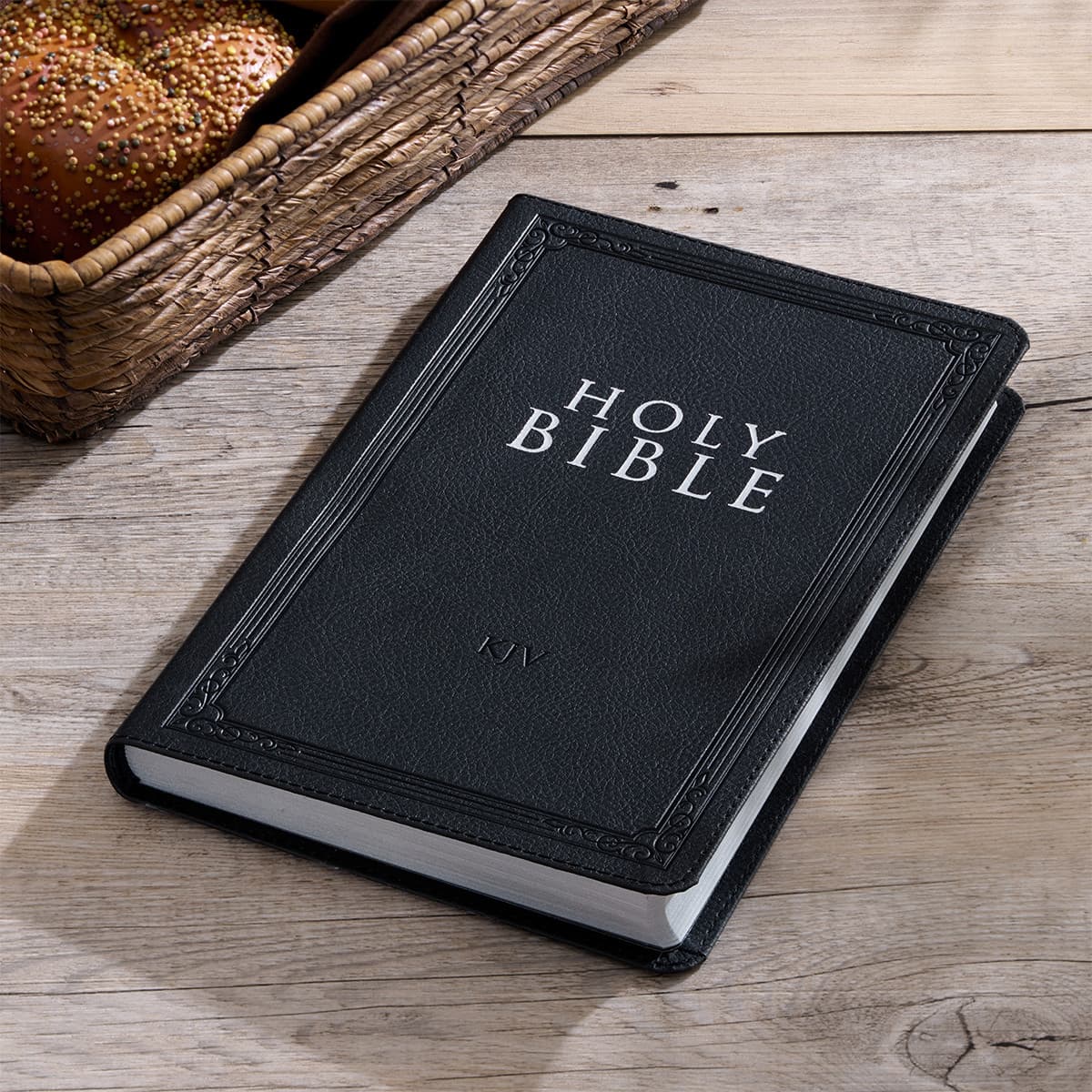 Black Faux Leather King James Version Gift Edition Bible, picture 8