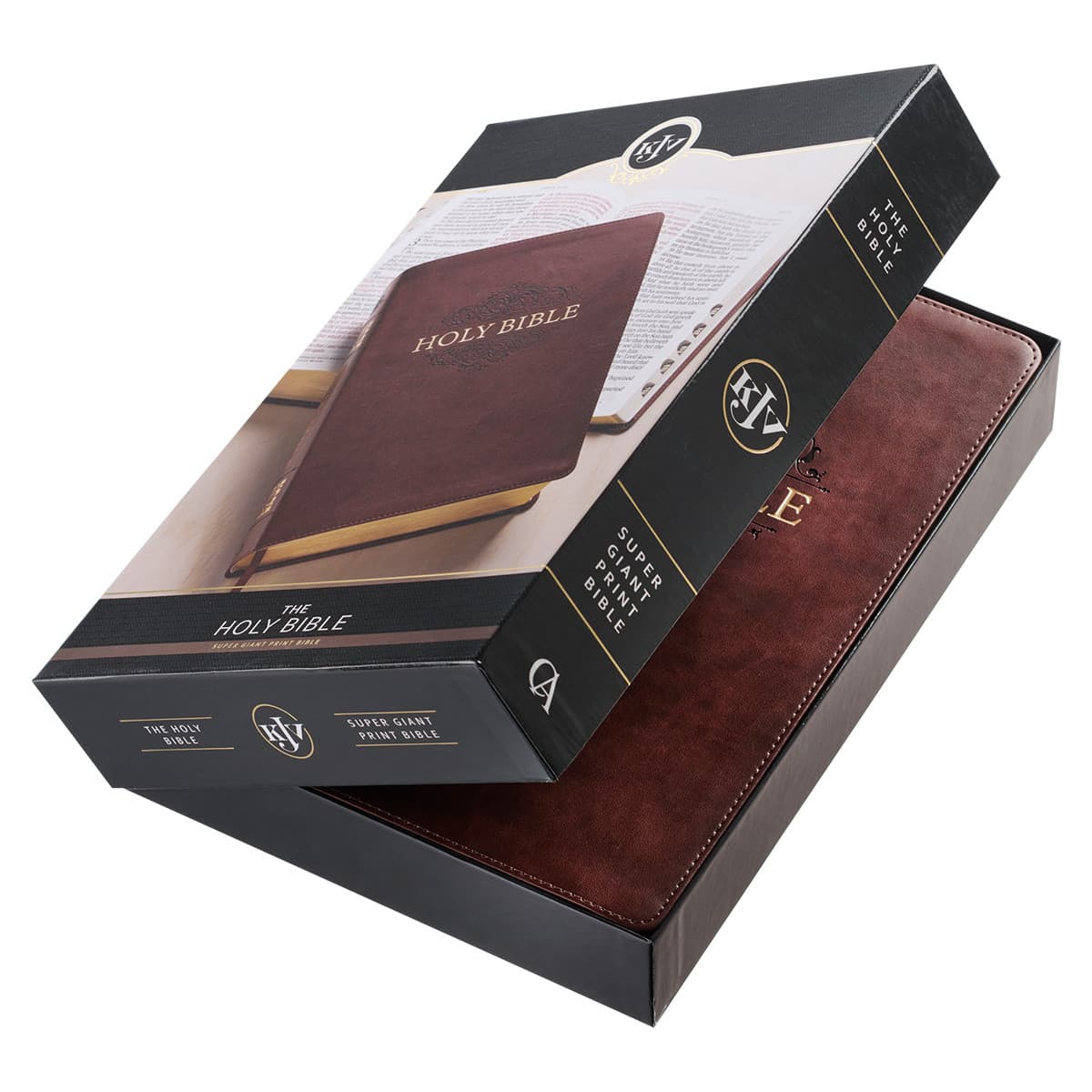 Chestnut Brown Faux Leather Super Giant Print King James Version Bible with Thumb Index, picture 12