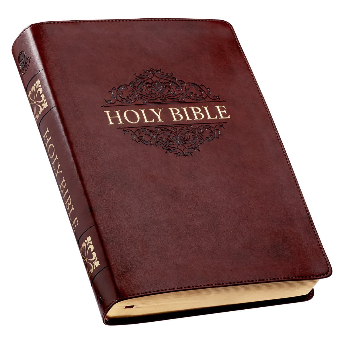 Chestnut Brown Faux Leather Super Giant Print King James Version Bible with Thumb Index, picture 3