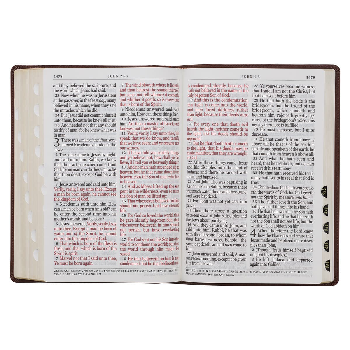 Chestnut Brown Faux Leather Super Giant Print King James Version Bible with Thumb Index, picture 7