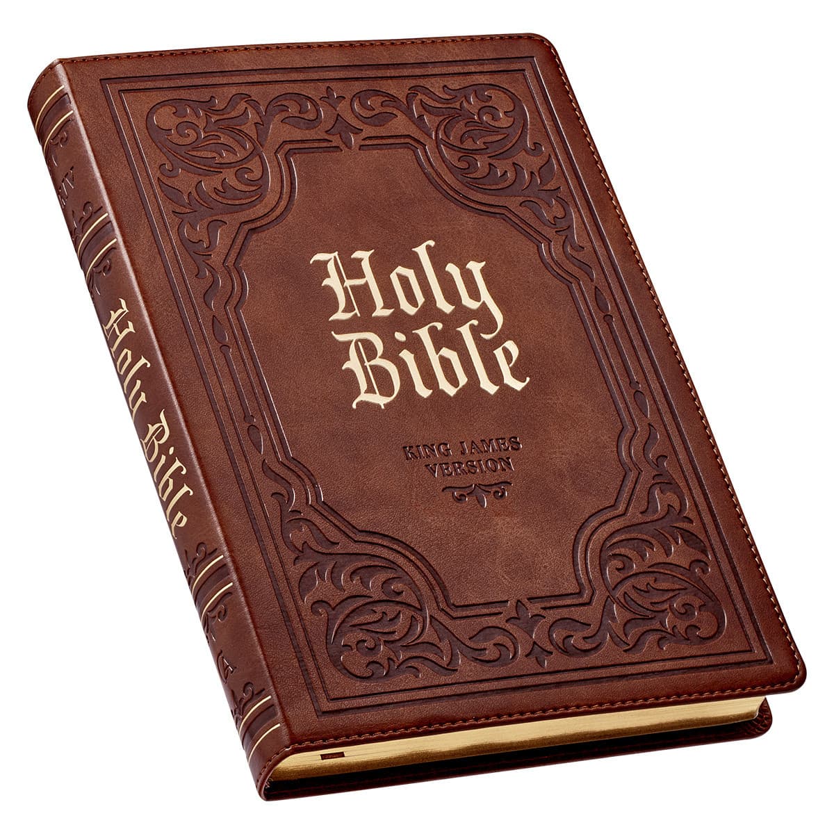 Antiqued Brown Faux Leather Large Print Thinline King James Version Bible with Thumb Index, picture 3