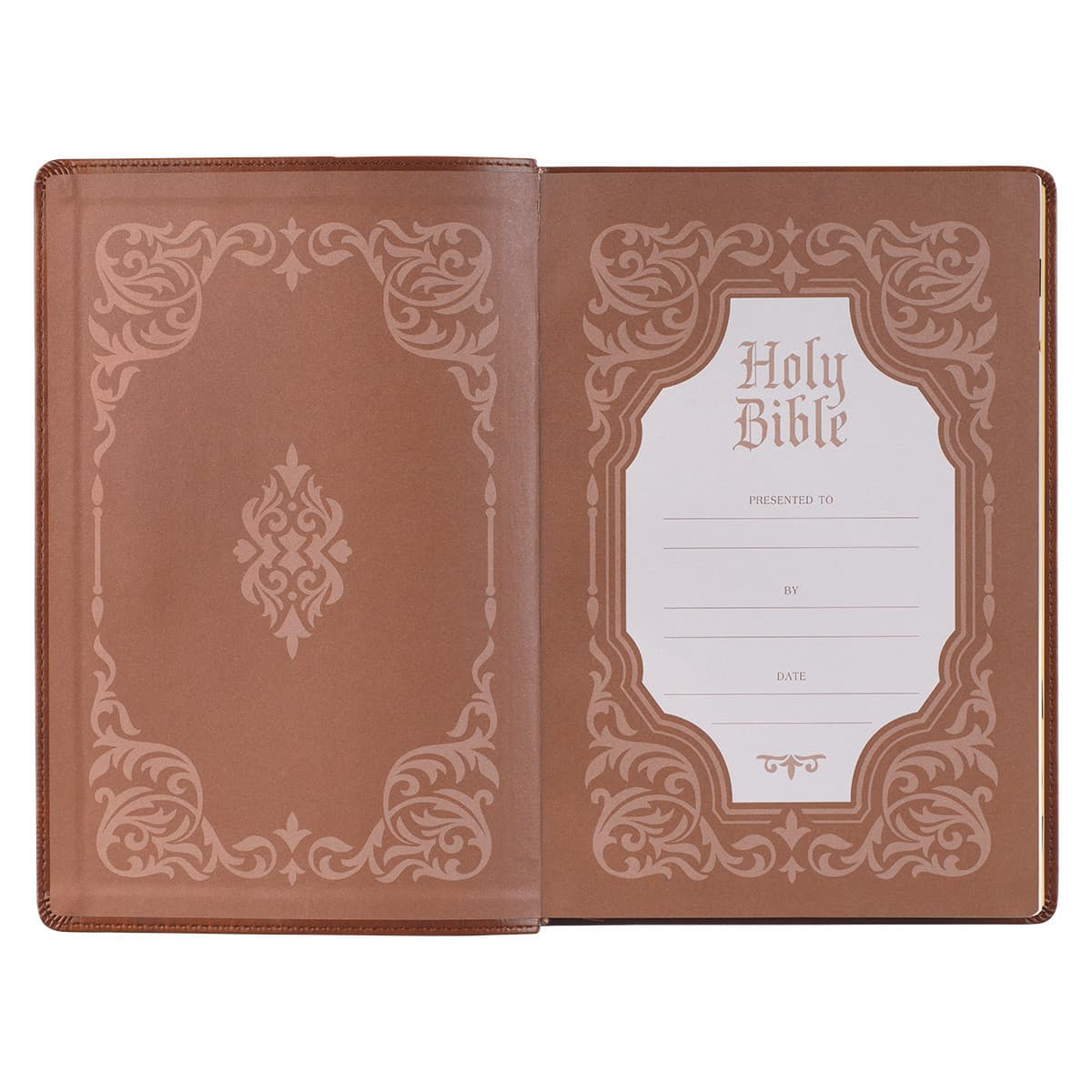 Antiqued Brown Faux Leather Large Print Thinline King James Version Bible with Thumb Index, picture 4
