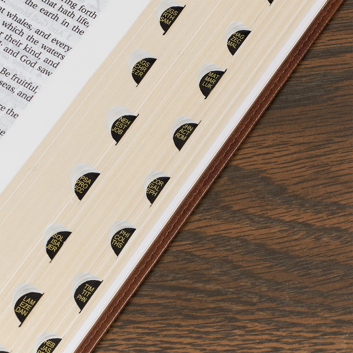 Antiqued Brown Faux Leather Large Print Thinline King James Version Bible with Thumb Index, picture 5