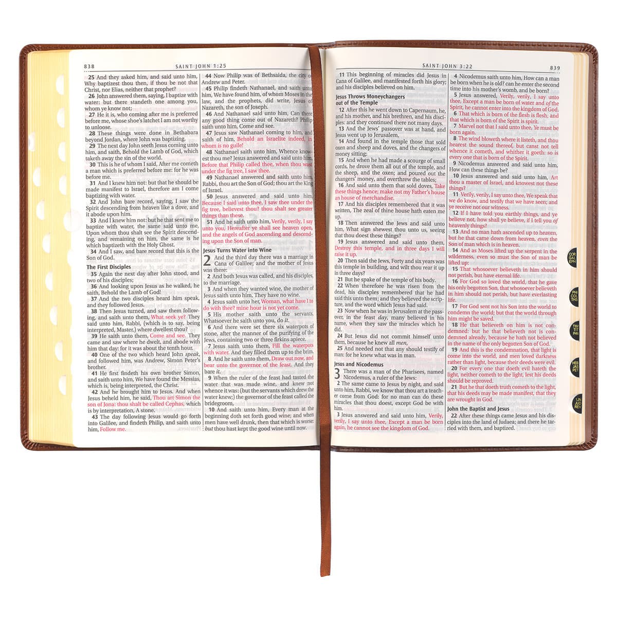 Antiqued Brown Faux Leather Large Print Thinline King James Version Bible with Thumb Index, picture 7
