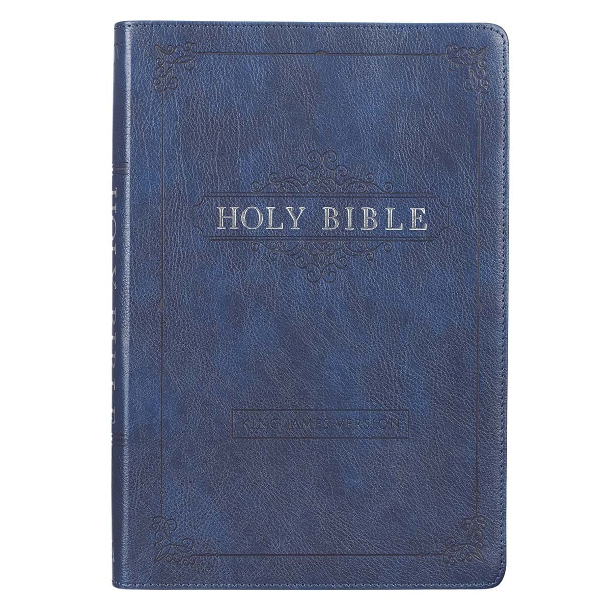 Blue Faux Leather Large Print Thinline King James Version Bible with Thumb Index