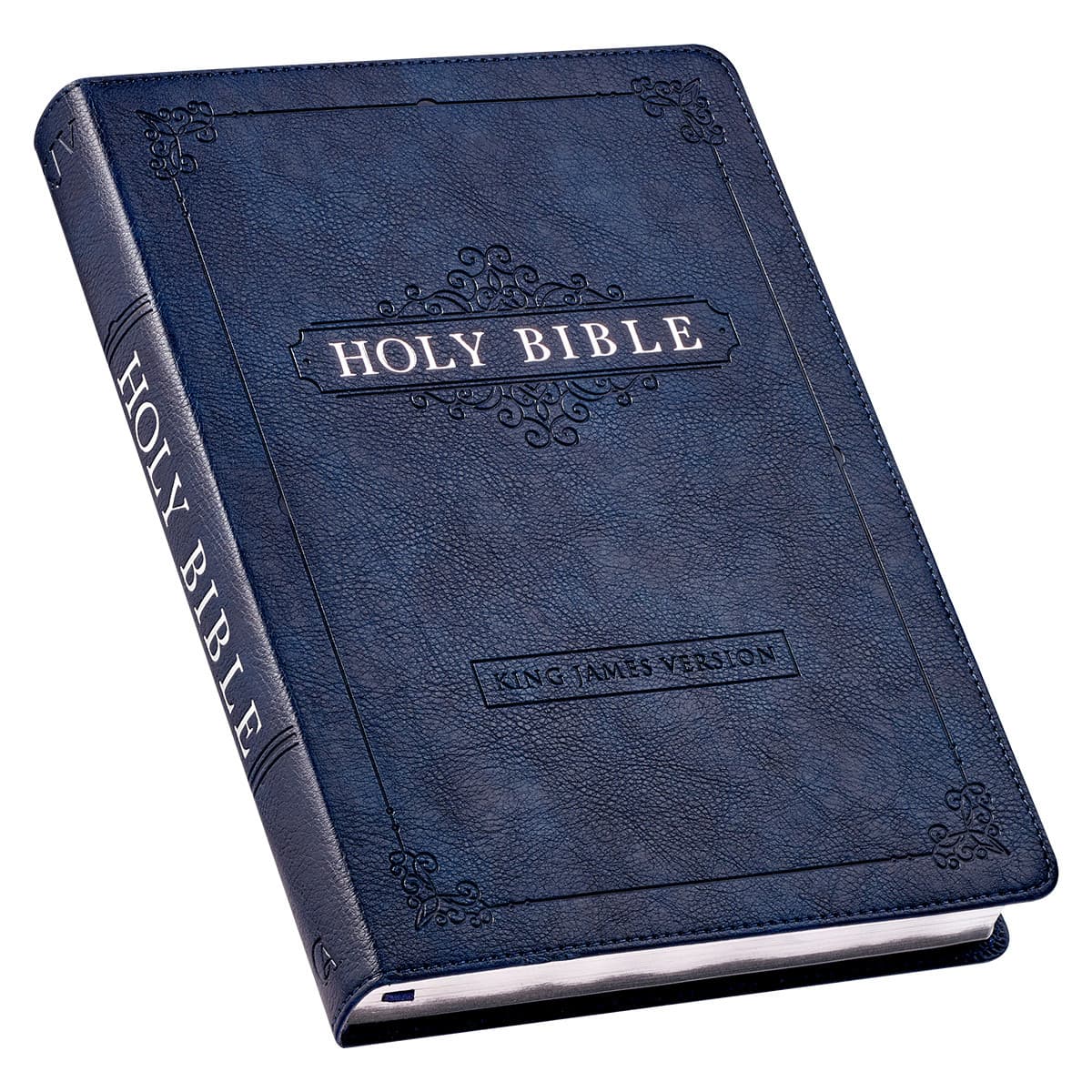 Blue Faux Leather Large Print Thinline King James Version Bible with Thumb Index, picture 3