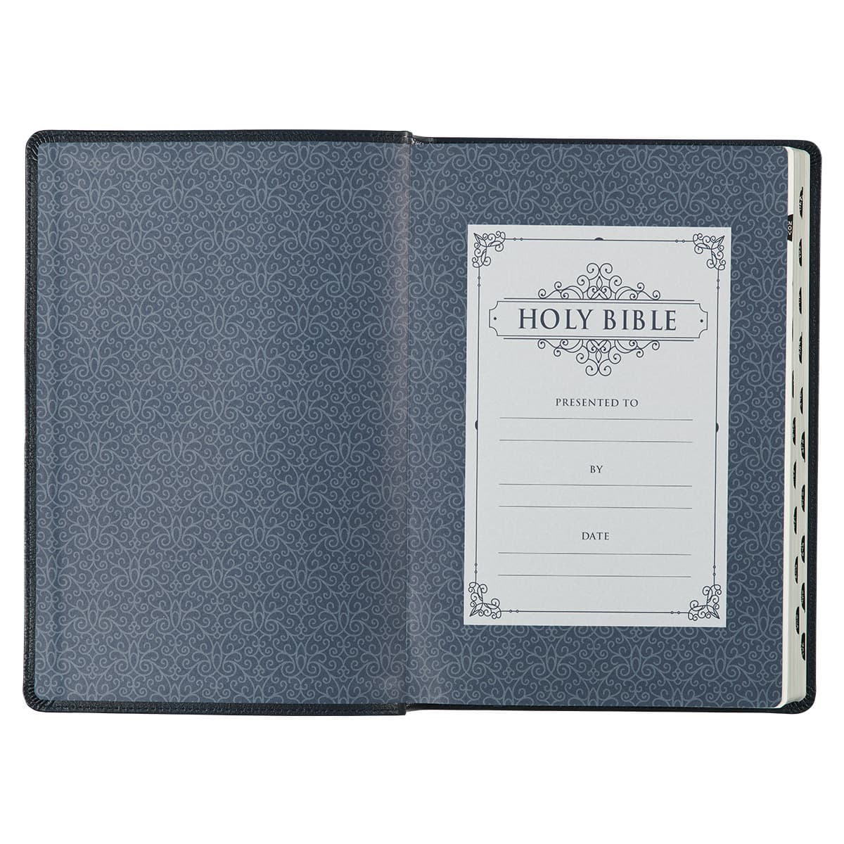 Blue Faux Leather Large Print Thinline King James Version Bible with Thumb Index, picture 4