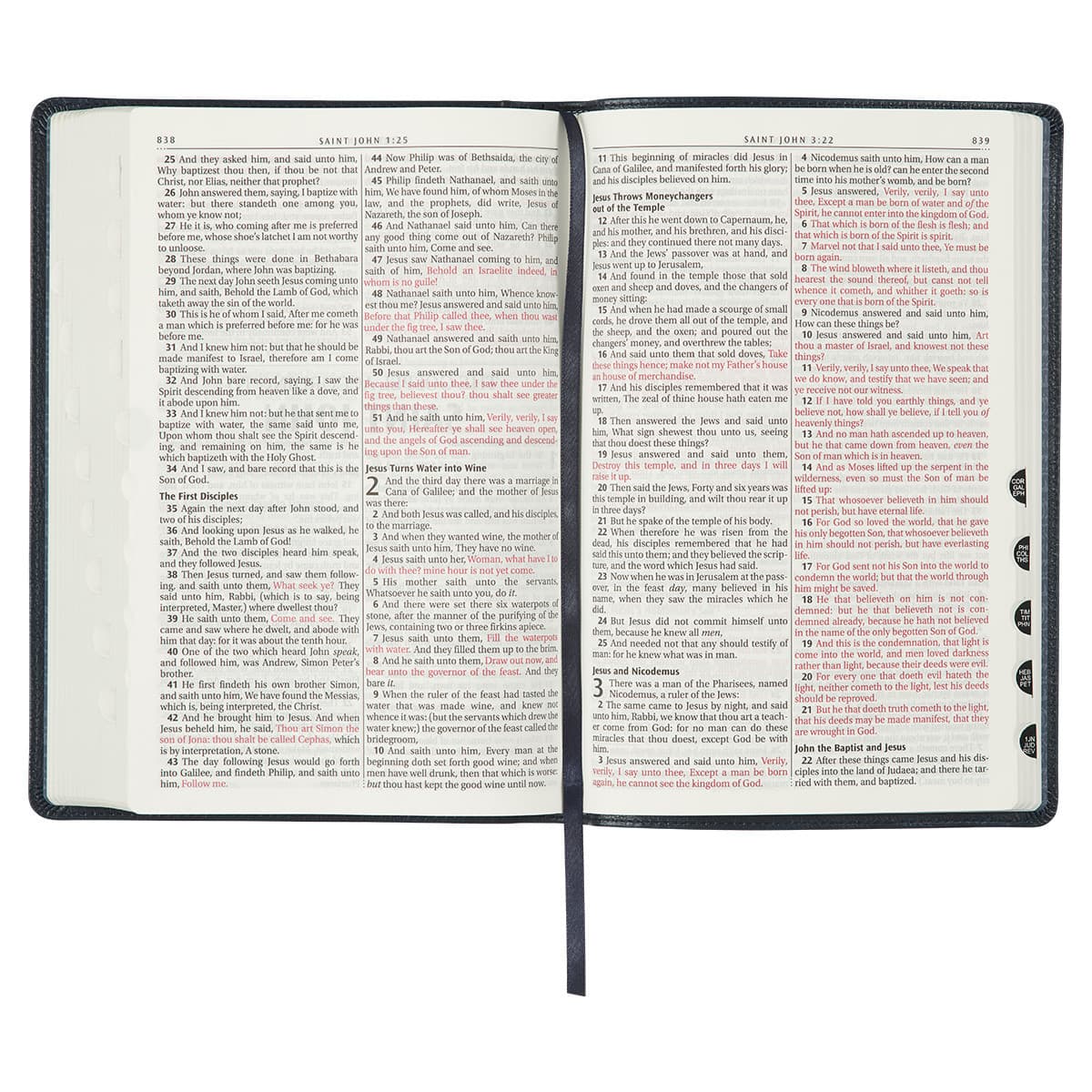 Blue Faux Leather Large Print Thinline King James Version Bible with Thumb Index, picture 7