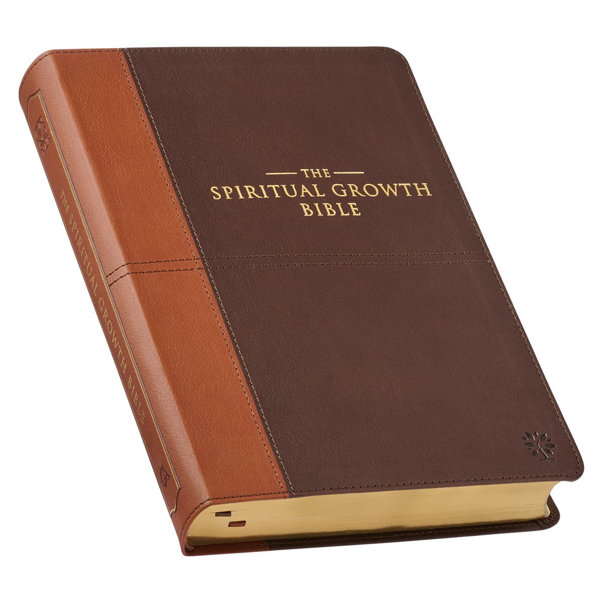 Two-tone Espresso and Toffee Brown Faux Leather Spiritual Growth Bible, picture 3