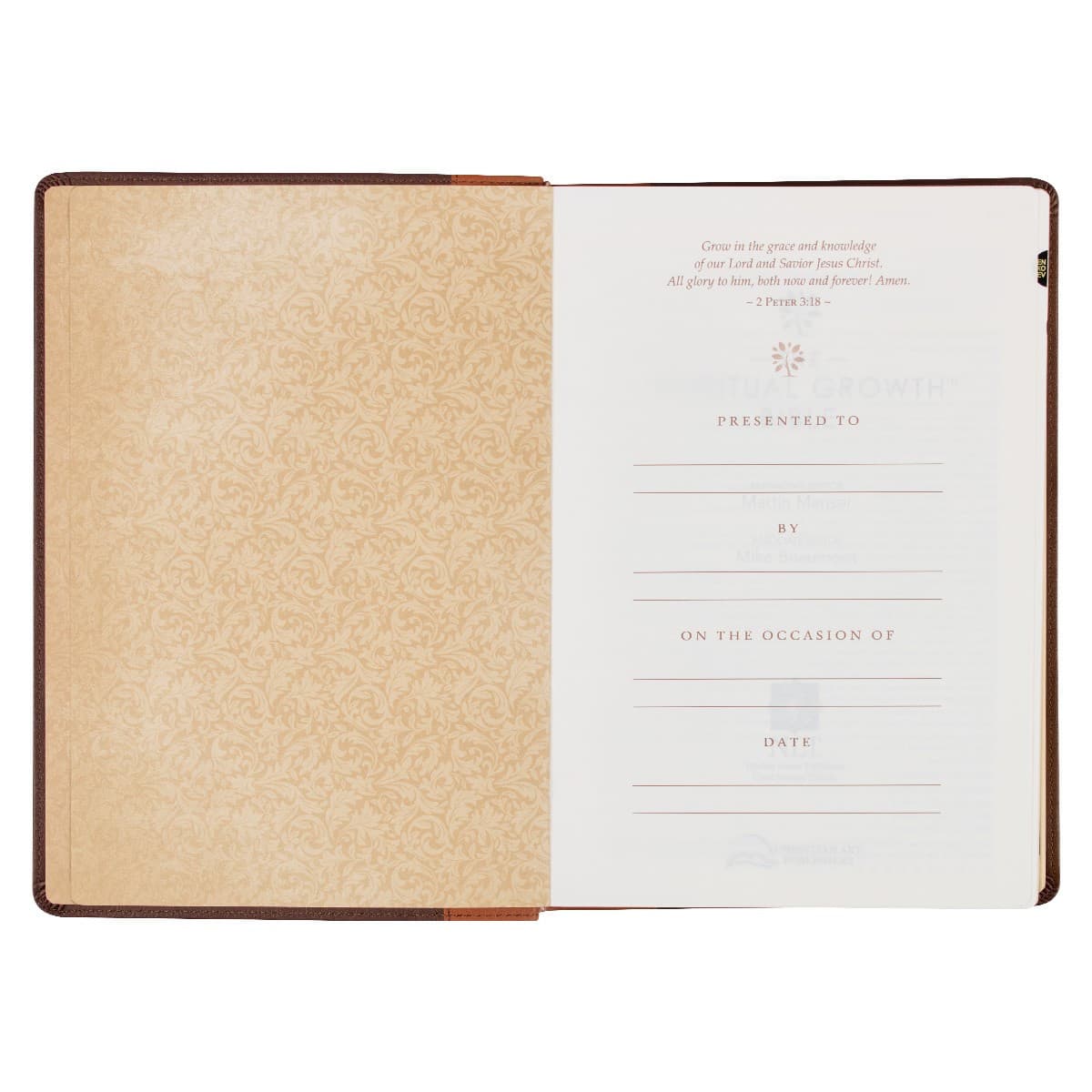 Two-tone Espresso and Toffee Brown Faux Leather Spiritual Growth Bible, picture 4