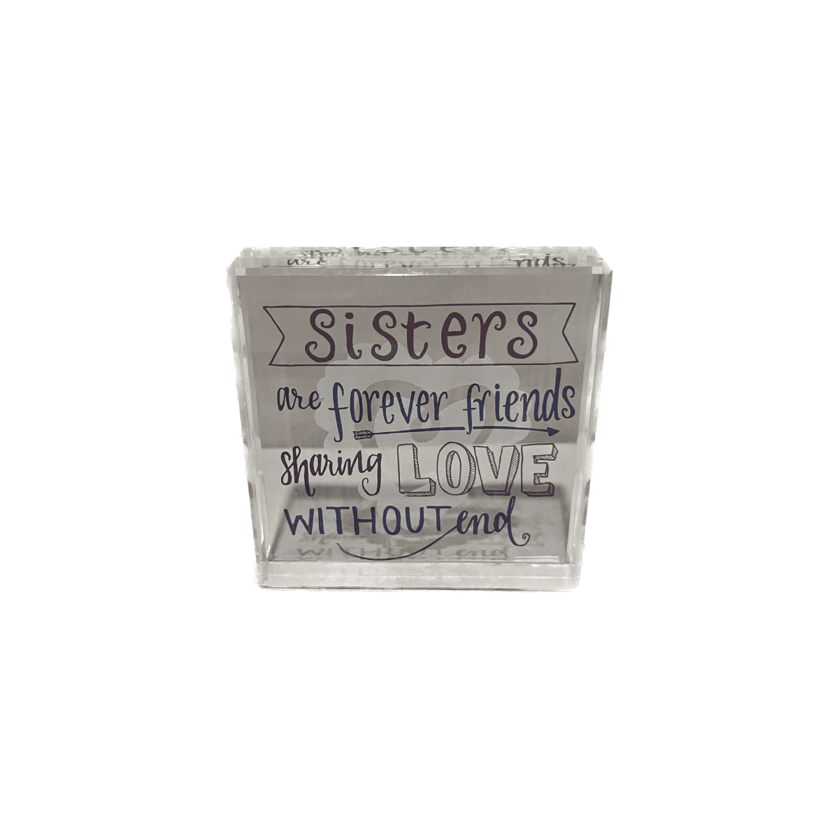 Sister Square Glass Tabletop Plaque