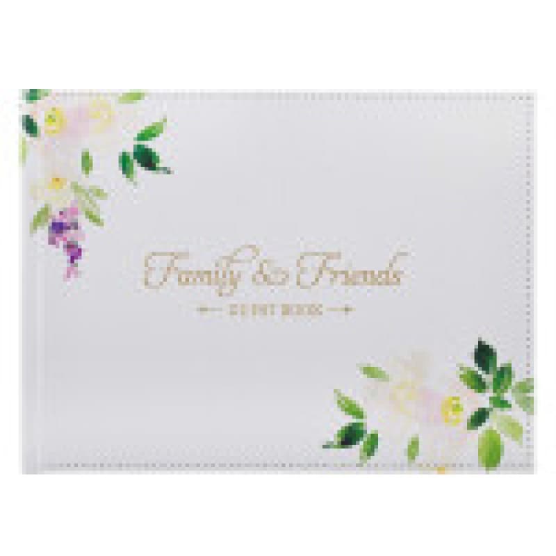 FAMILY & FRIENDS WHITE FLORAL GUEST BOOK