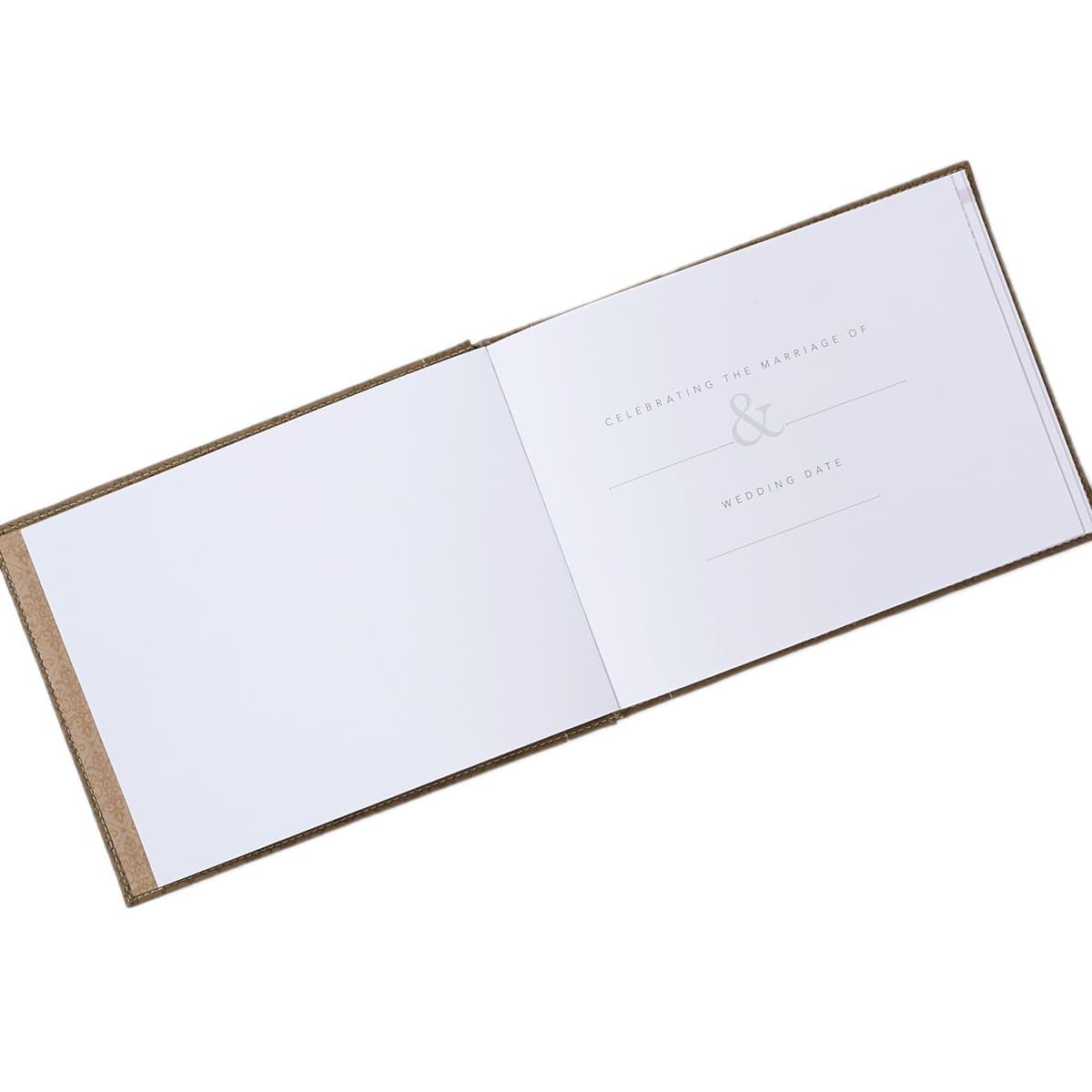 Our Wedding Antique Gold Silken Padded Hardcover w/Inspirational Quotes Scripture Guest Book, picture 3