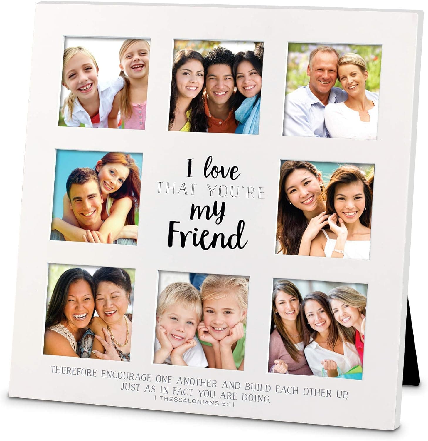 I Love That You're My Friend White 8.75 x 8.75 Wood 8 Photo Opening Collage Picture Frame