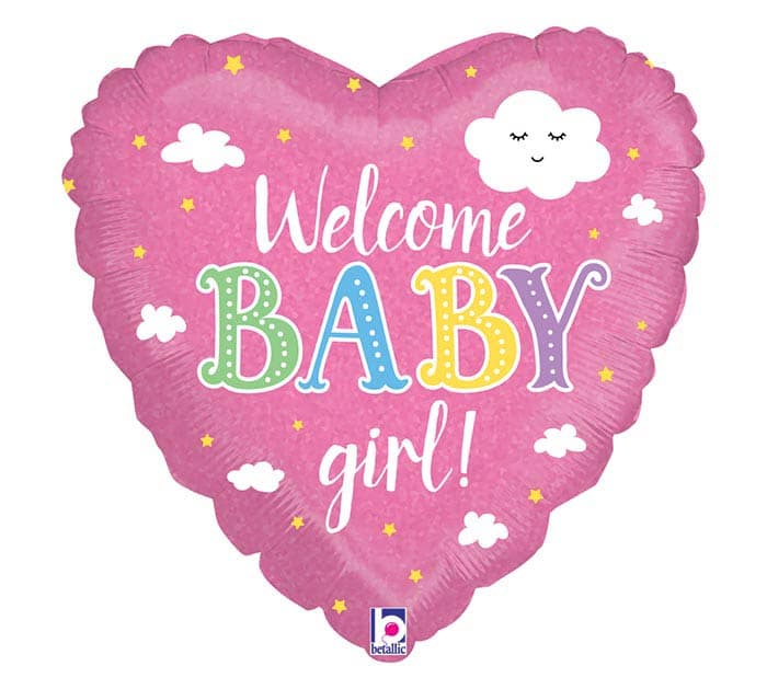 WELCOME BABY GIRL 18" PACKAGED BALLOON