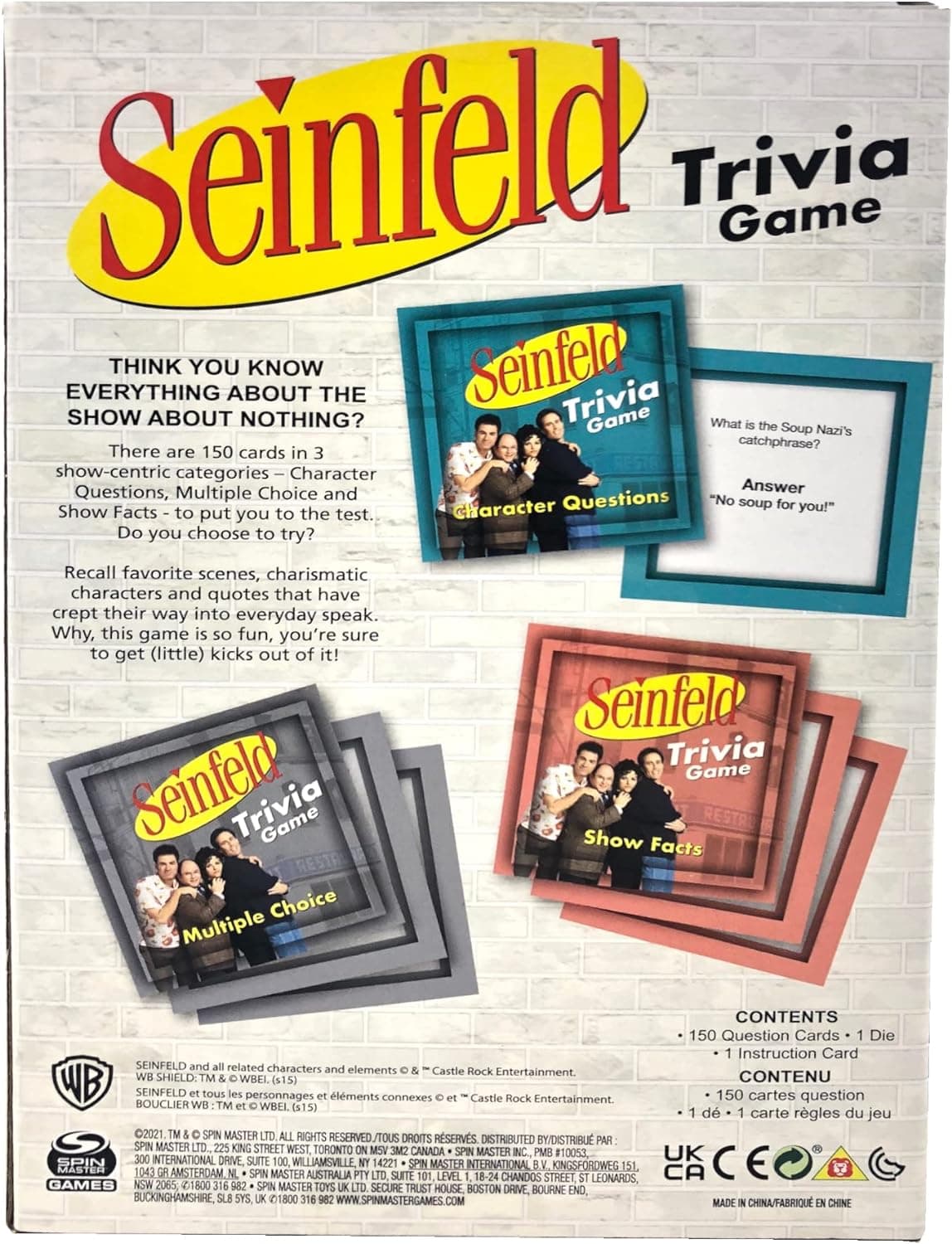 Seinfeld TV Show - Trivia Game - 150 Cards - 2 or More Players - Age 10 and Up, picture 3