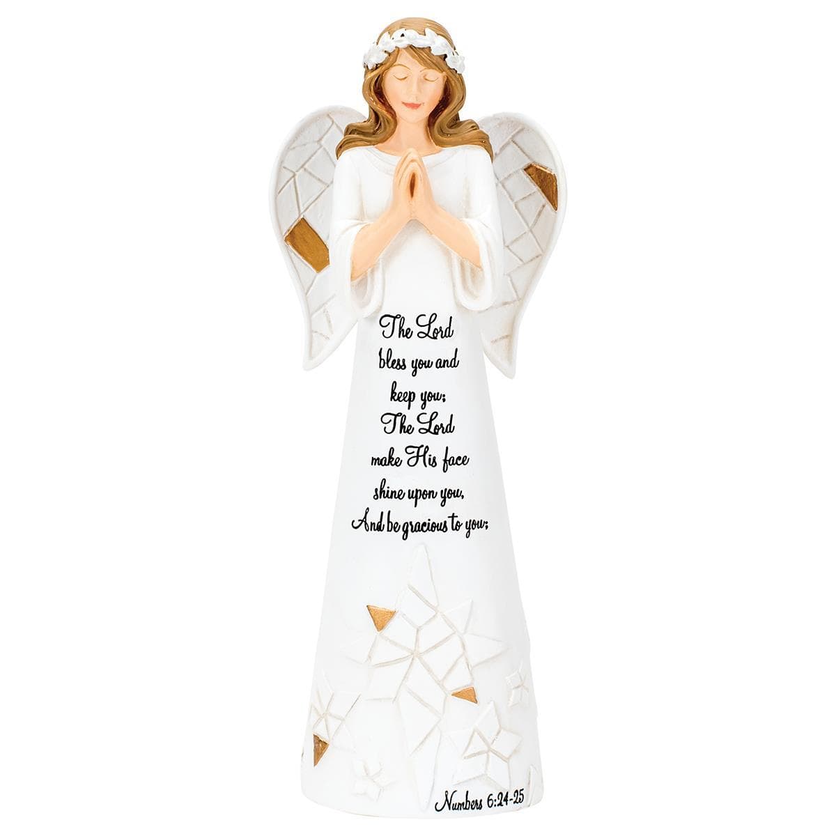 PRAY LORD BLESS NUM.6:24-25 RESIN ANGEL  6"