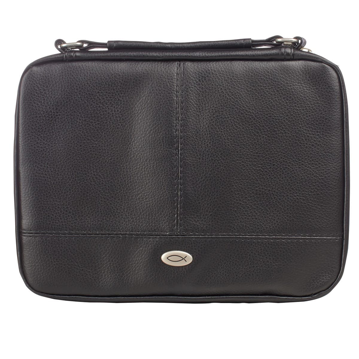 Two-fold Black Faux Leather Organizer Bible Case