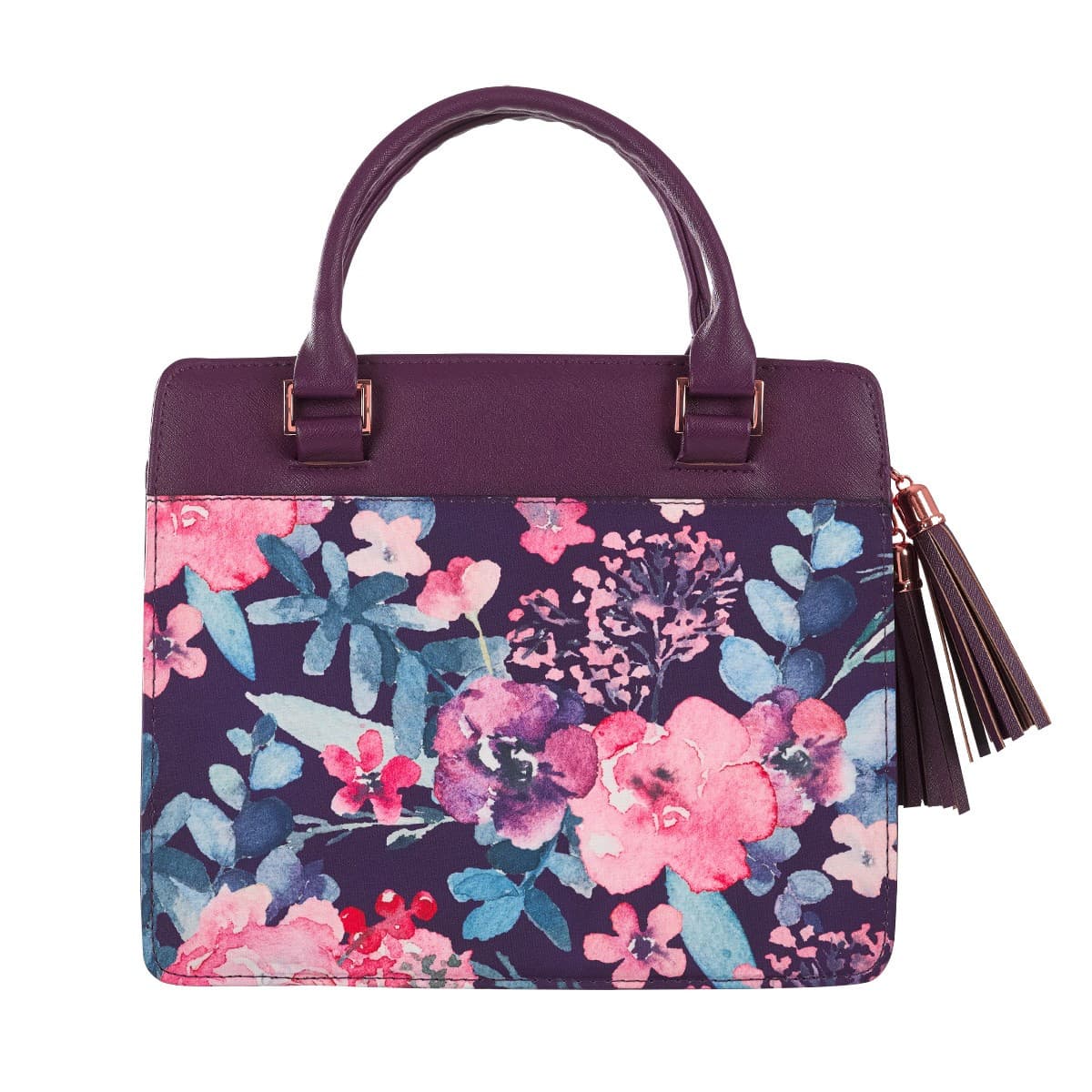 Blessed Purple Floral Faux Leather Purse-style Bible Case - Large, picture 2