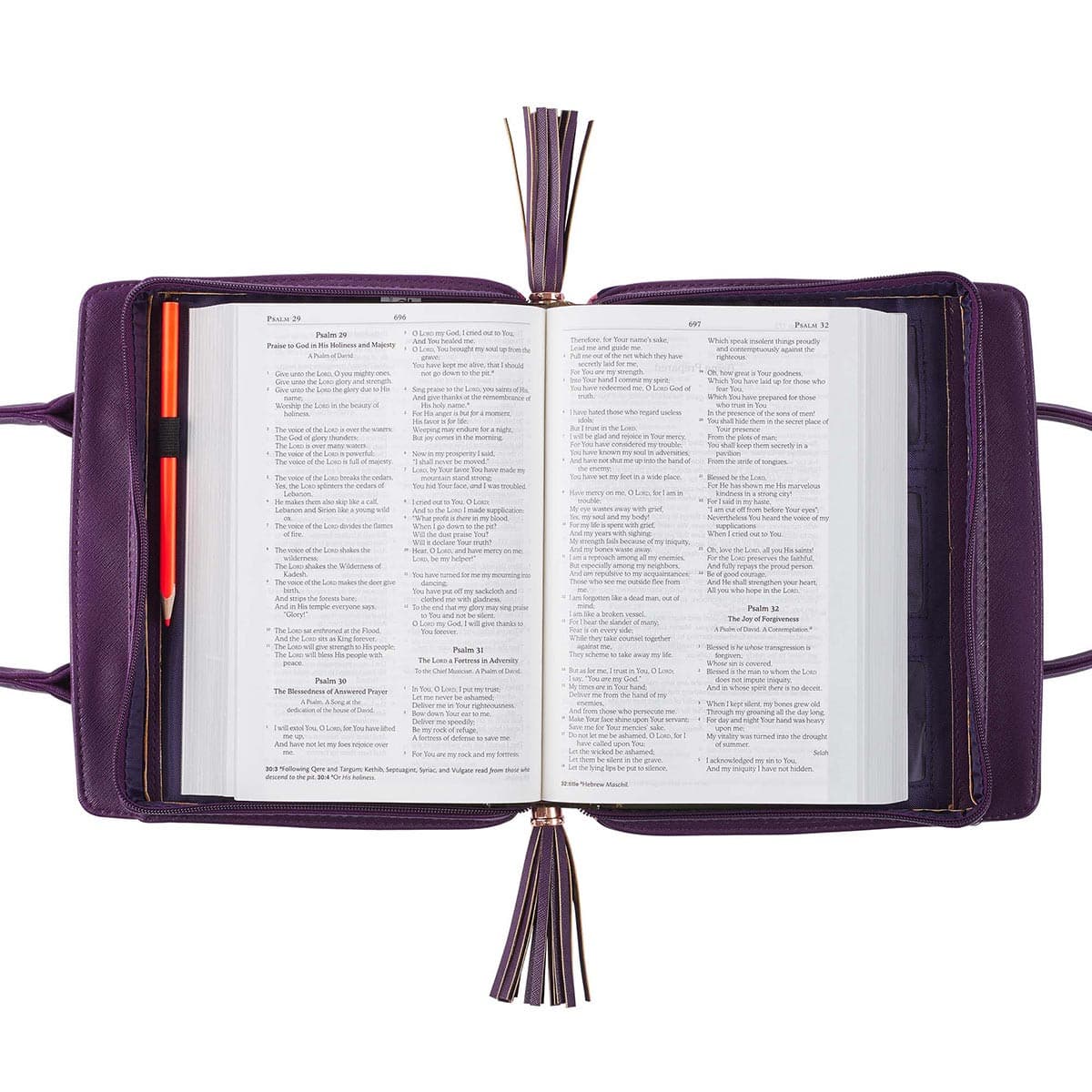 Blessed Purple Floral Faux Leather Purse-style Bible Case - Large, picture 5