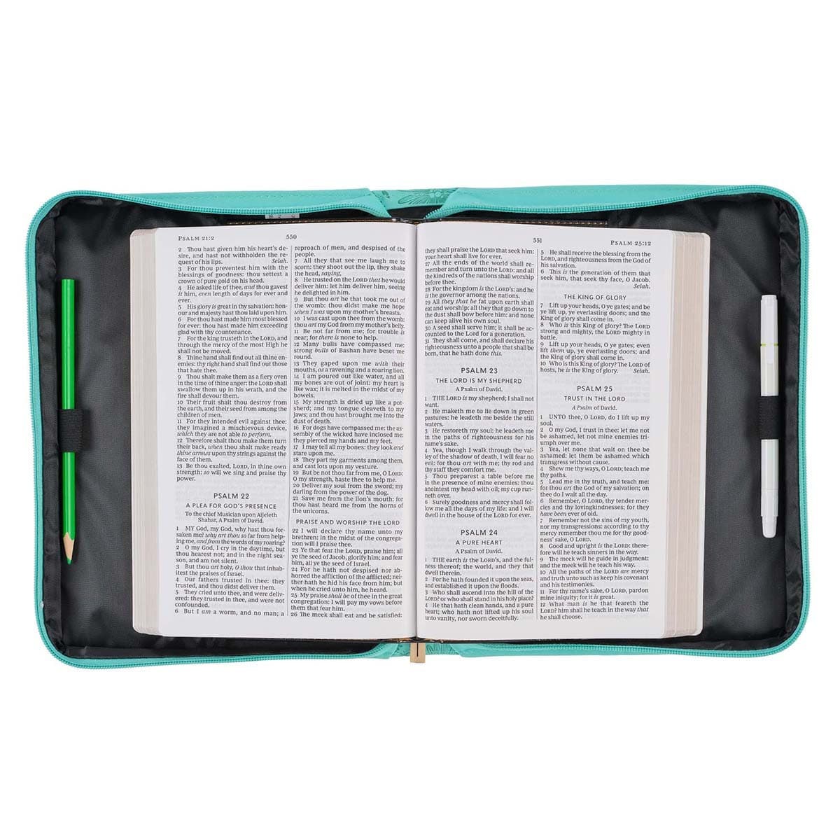 Be Still and Know - Psalm 46:10 Turquoise Faux Leather Fashion Bible Case - Large, picture 5