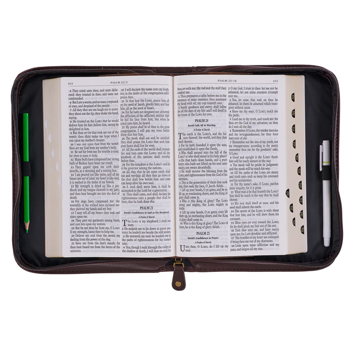 Do Not Be Afraid – Joshua 1:9 Two-tone Toffee and Chocolate Brown Faux Leather Bible Case  - Extra Large, picture 5
