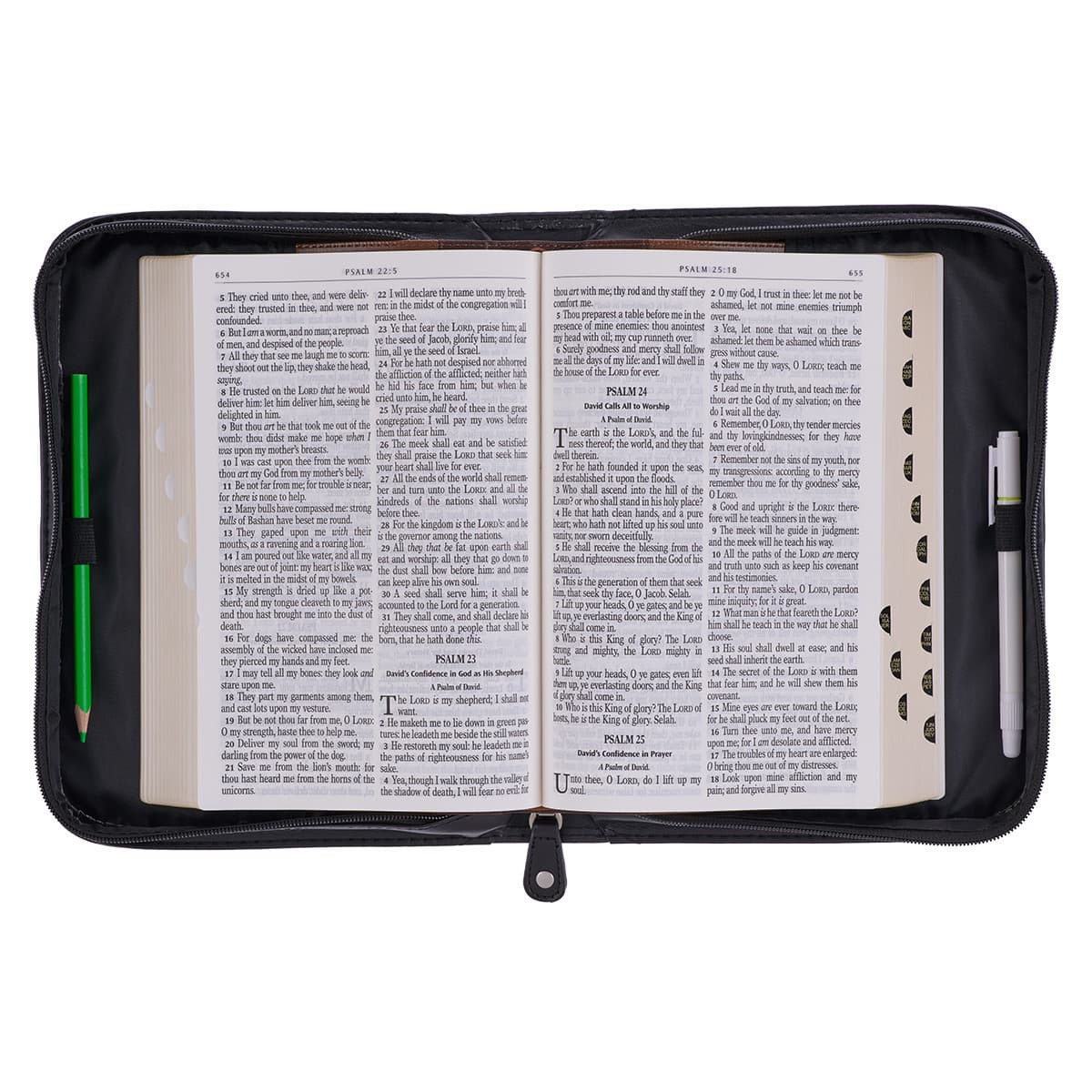 Hope in the LORD – Isaiah 40:31 Two-tone Black and Gray Faux Leather Classic Bible Case - Extra Large, picture 5