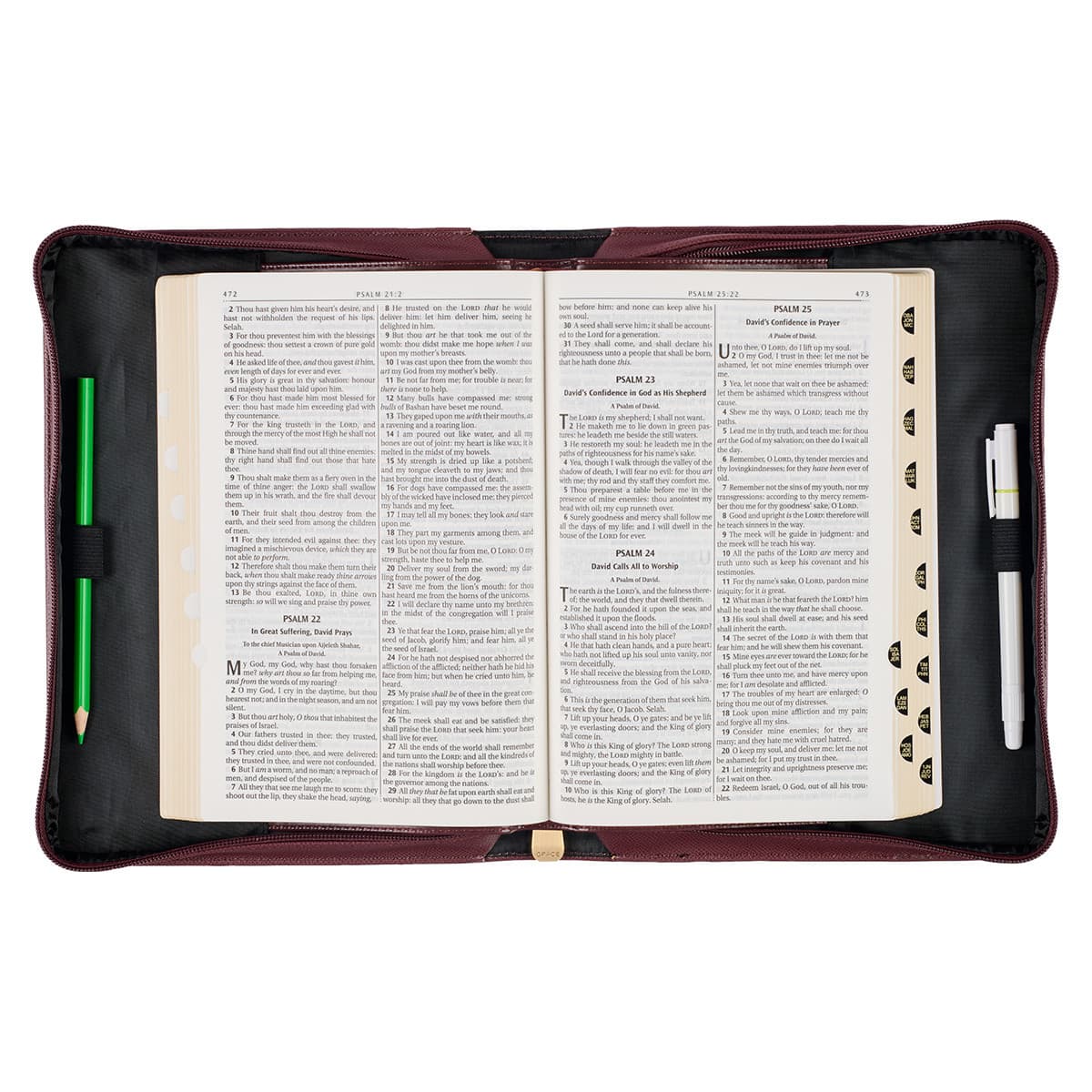 Strong and Courageous – Joshua 1:9 Merlot Bouquet Faux Leather Large Bible Case, picture 5
