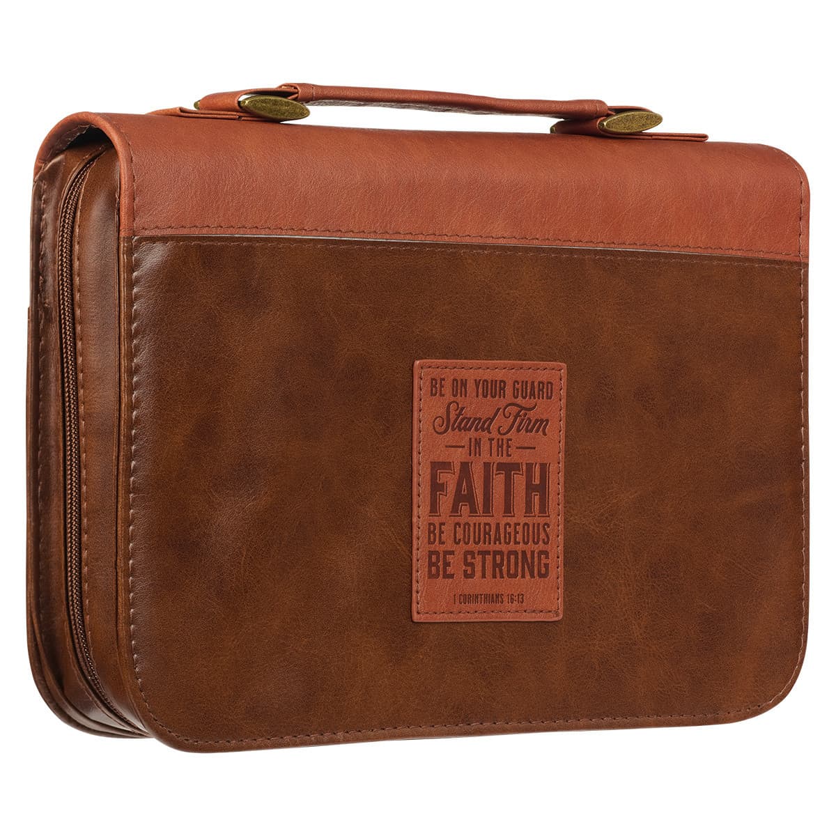 Stand Firm - 1 Corinthians 16:13 Two-tone Brown Faux Leather Classic Bible Case  - Large, picture 3