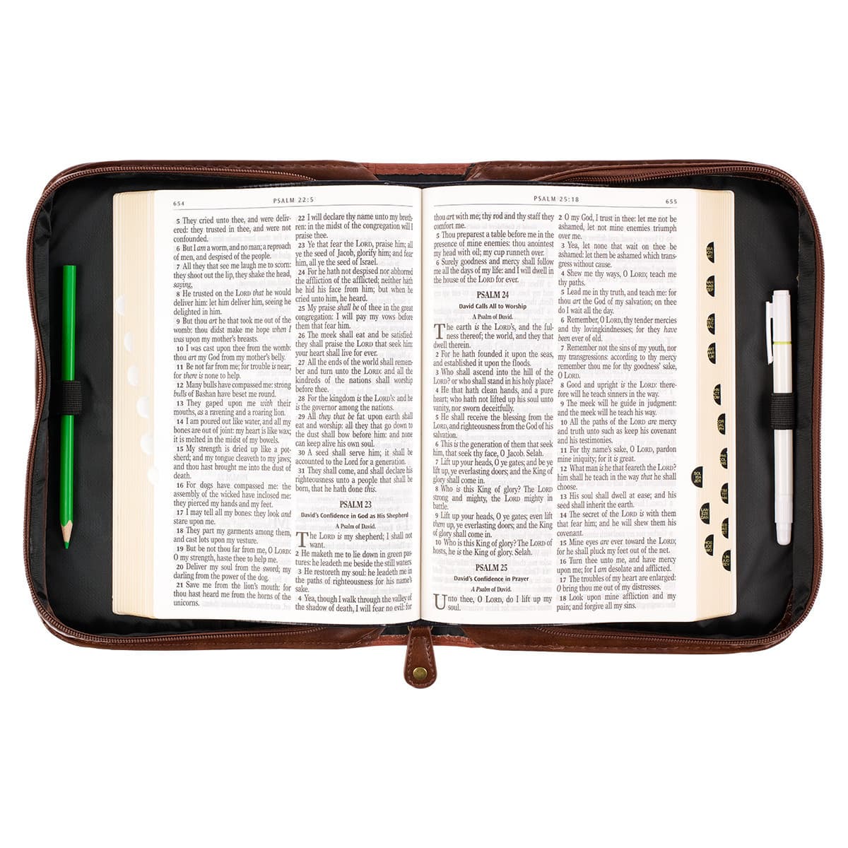 Stand Firm - 1 Corinthians 16:13 Two-tone Brown Faux Leather Classic Bible Case  - Large, picture 5