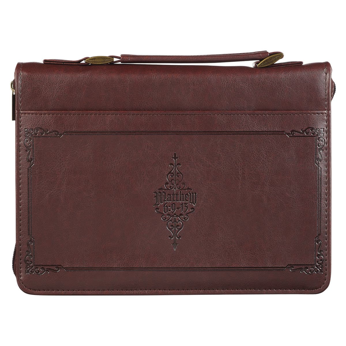 The LORD's Prayer - Matthew 6: 9-13 Walnut and Burgundy Faux Leather Classic Bible Case, picture 2