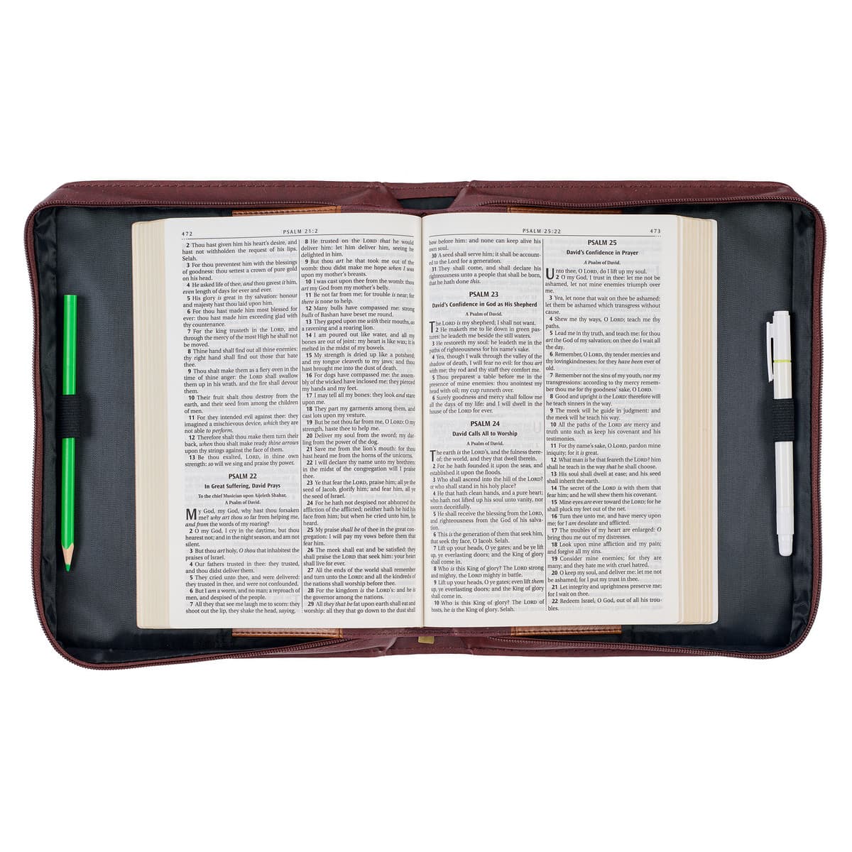 The LORD's Prayer - Matthew 6: 9-13 Walnut and Burgundy Faux Leather Classic Bible Case, picture 5
