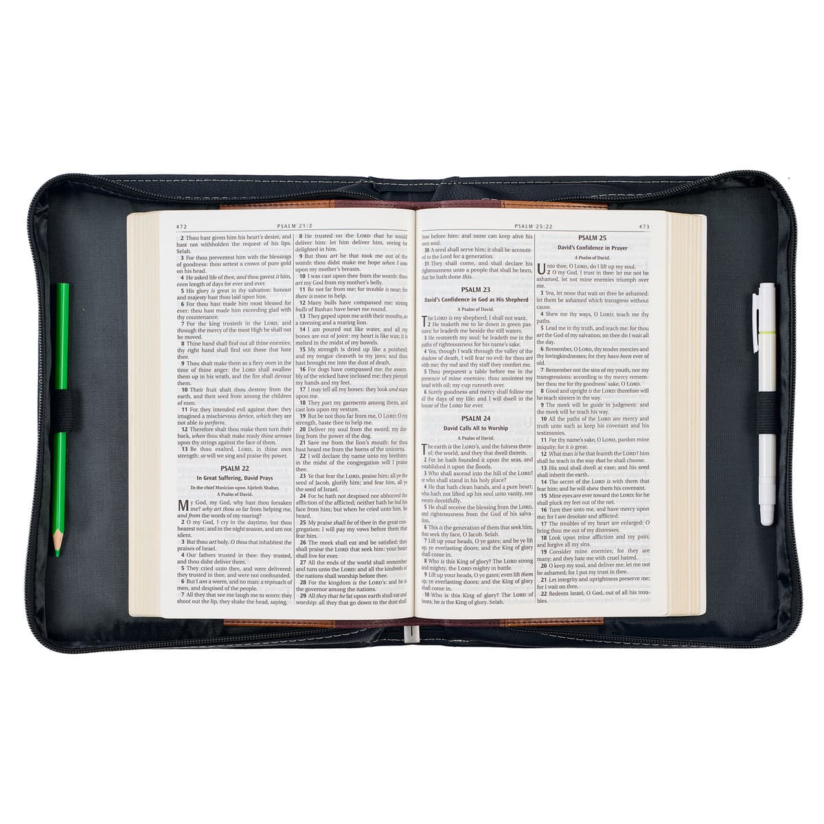 Walk by Faith - 2 Corinthians 5:7 Black and Gray Faux Leather Classic Bible Case - Large, picture 5