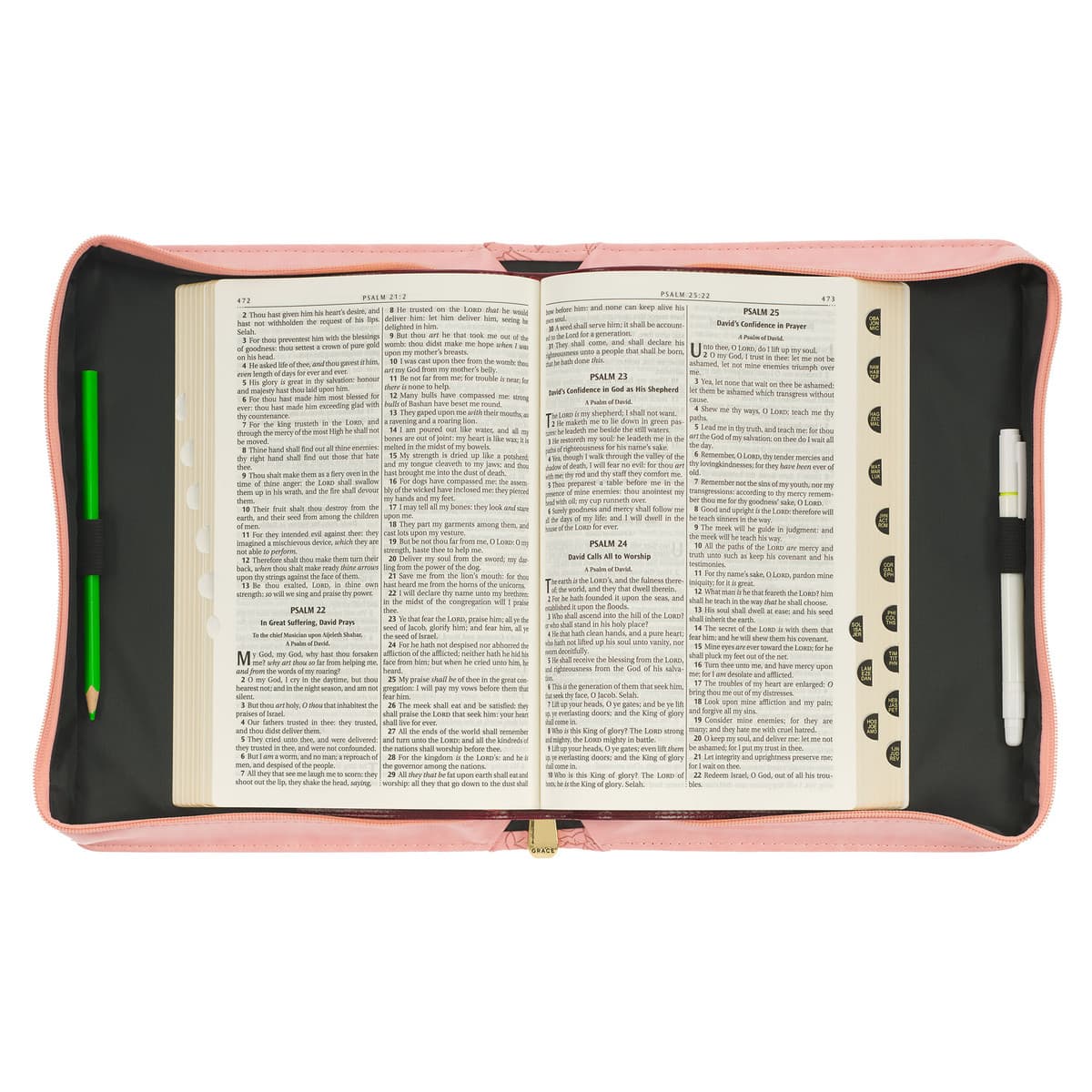 Strength and Dignity - Proverbs 31:25 Rose Pink Faux Leather Bible Case - Large, picture 5