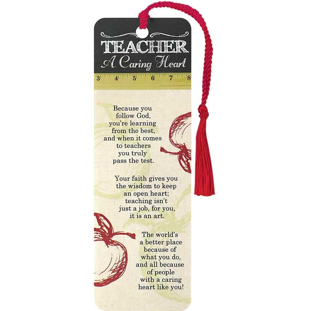 A CARING HEART TEACHER TASSLE BOOKMARK