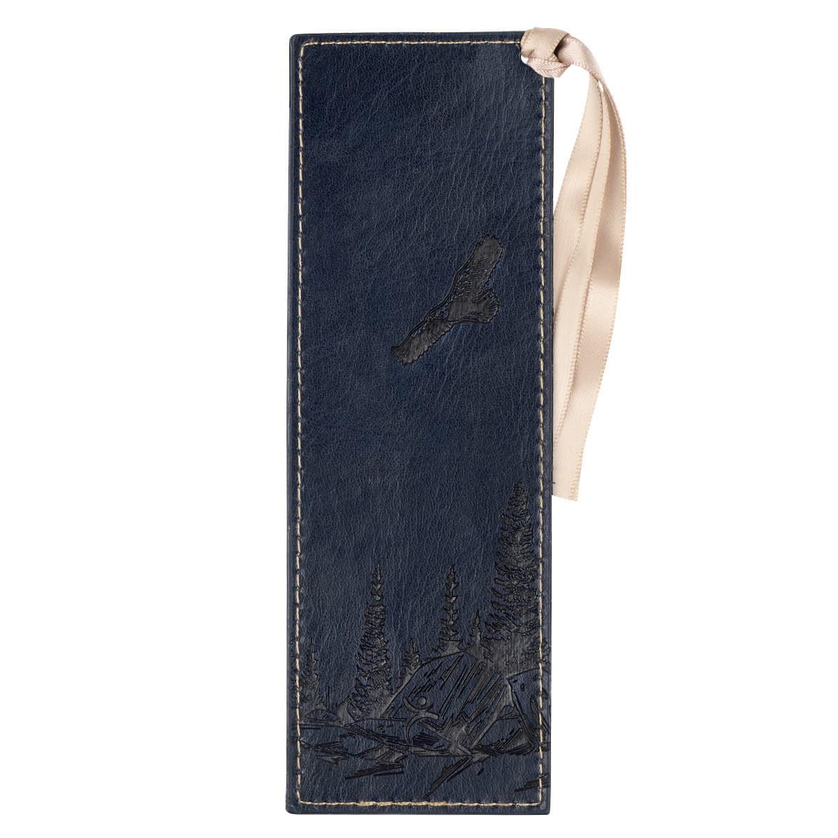 On Eagle's Wings - Isaiah 40:31 Navy Blue Faux Leather Bookmark, picture 2