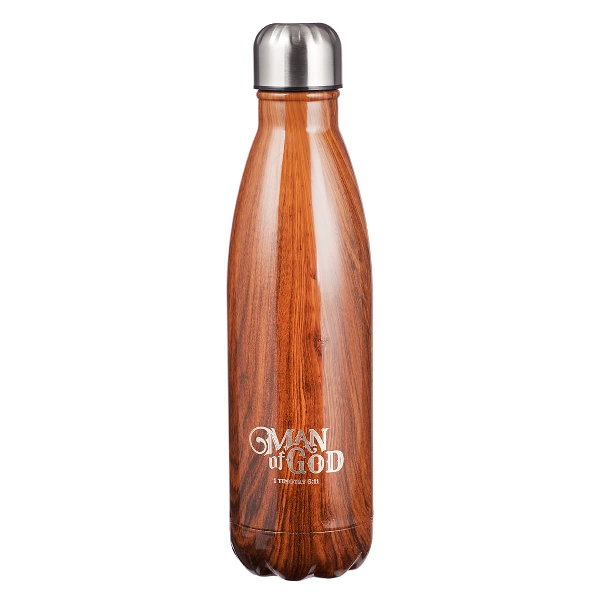 Man of God - 1 Timothy 6:11 Wood Design Stainless Steel Water Bottle