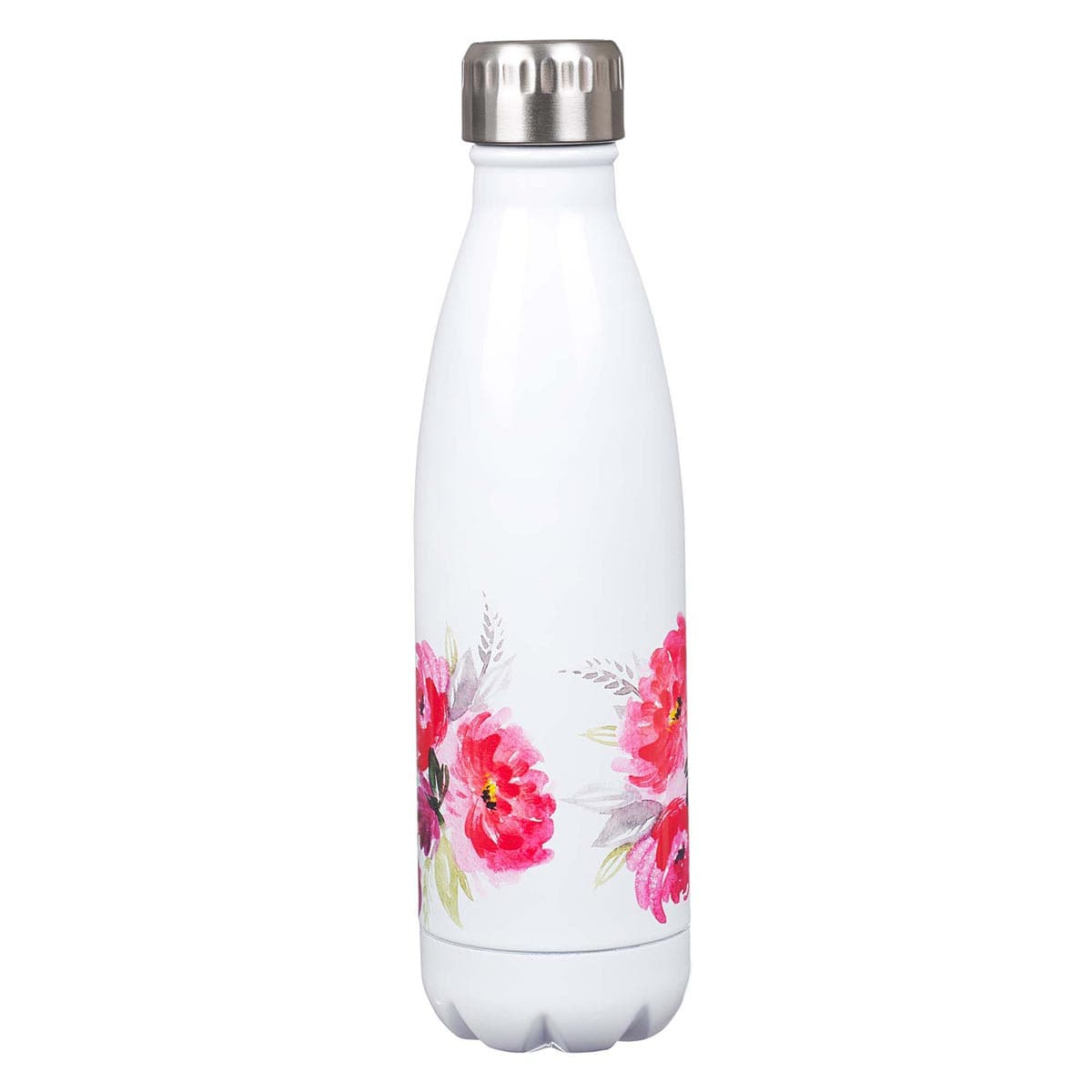 Be Still & Know - Psalm 46:10 White Floral Stainless Steel Water Bottle, picture 2