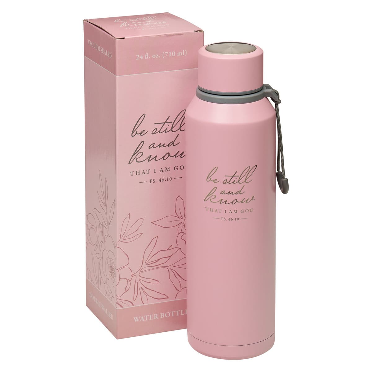 Be Still - Psalm 46:10 Pink Stainless Steel Water Bottle, picture 3