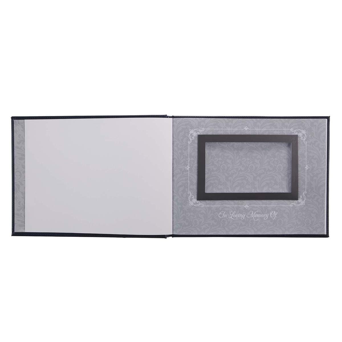 In Loving Memory Navy Faux Leather Medium Guest Book, picture 3