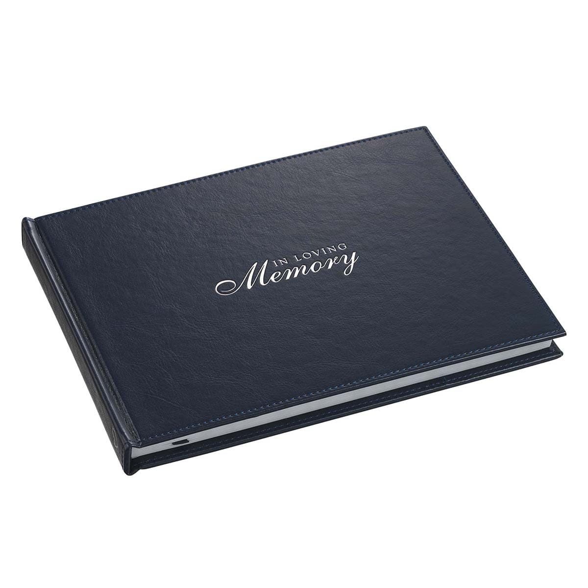 In Loving Memory Navy Faux Leather Medium Guest Book, picture 4