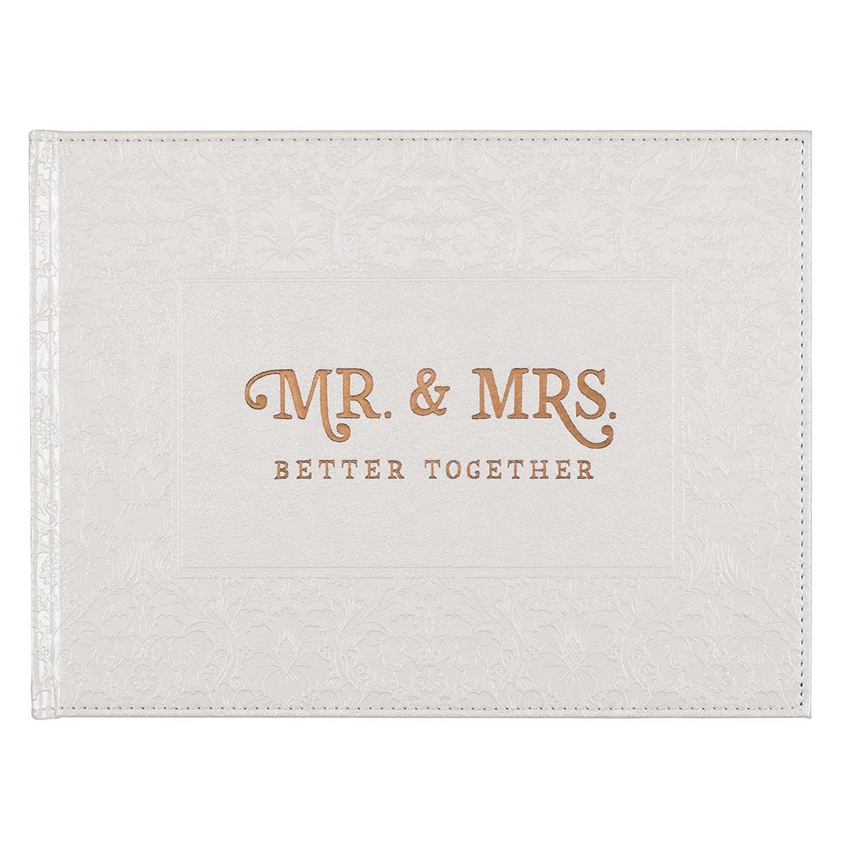 Mr. & Mrs. Medium White Faux Leather Wedding Guest Book