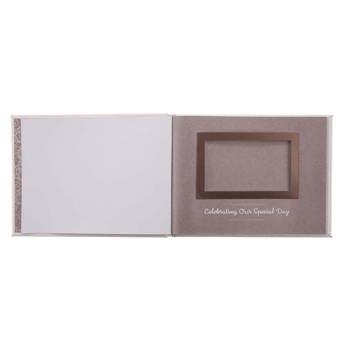 Mr. & Mrs. Medium White Faux Leather Wedding Guest Book, picture 3