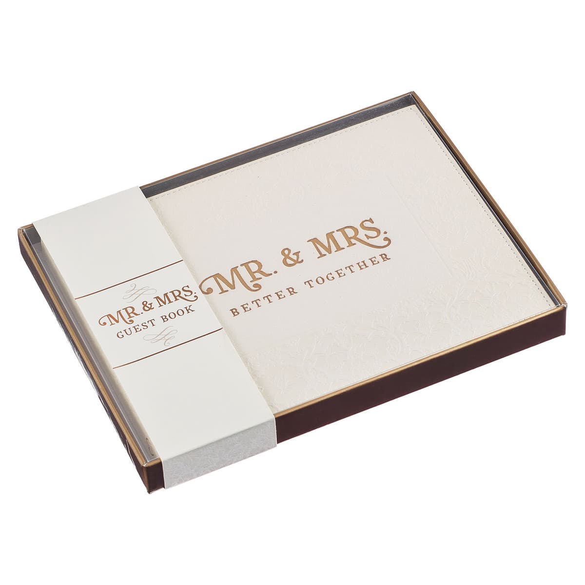 Mr. & Mrs. Medium White Faux Leather Wedding Guest Book, picture 5