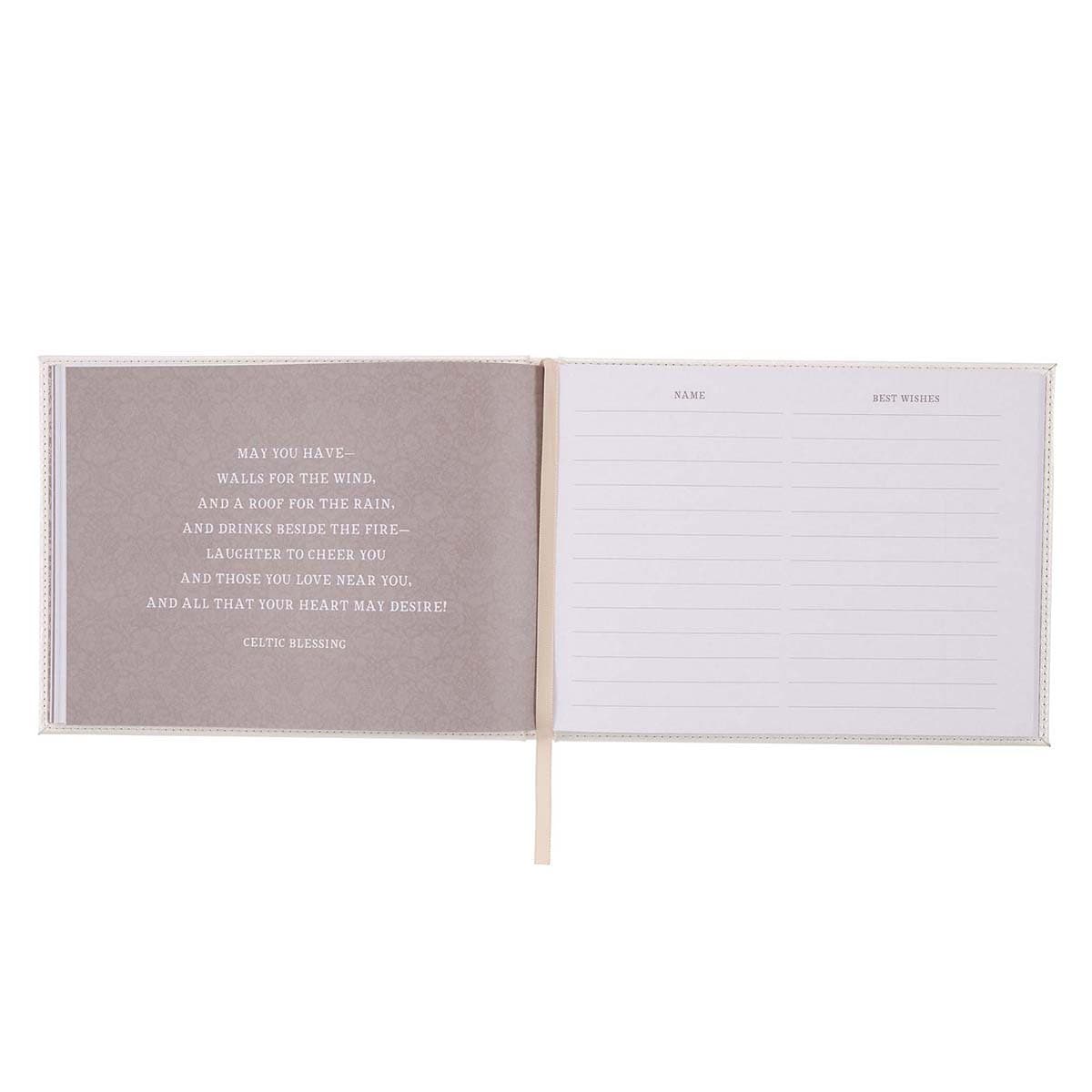 Mr. & Mrs. Medium White Faux Leather Wedding Guest Book, picture 8