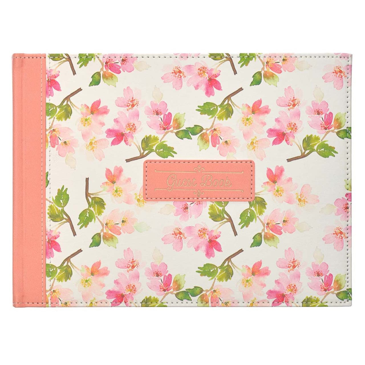 Peach Floral Guest Book