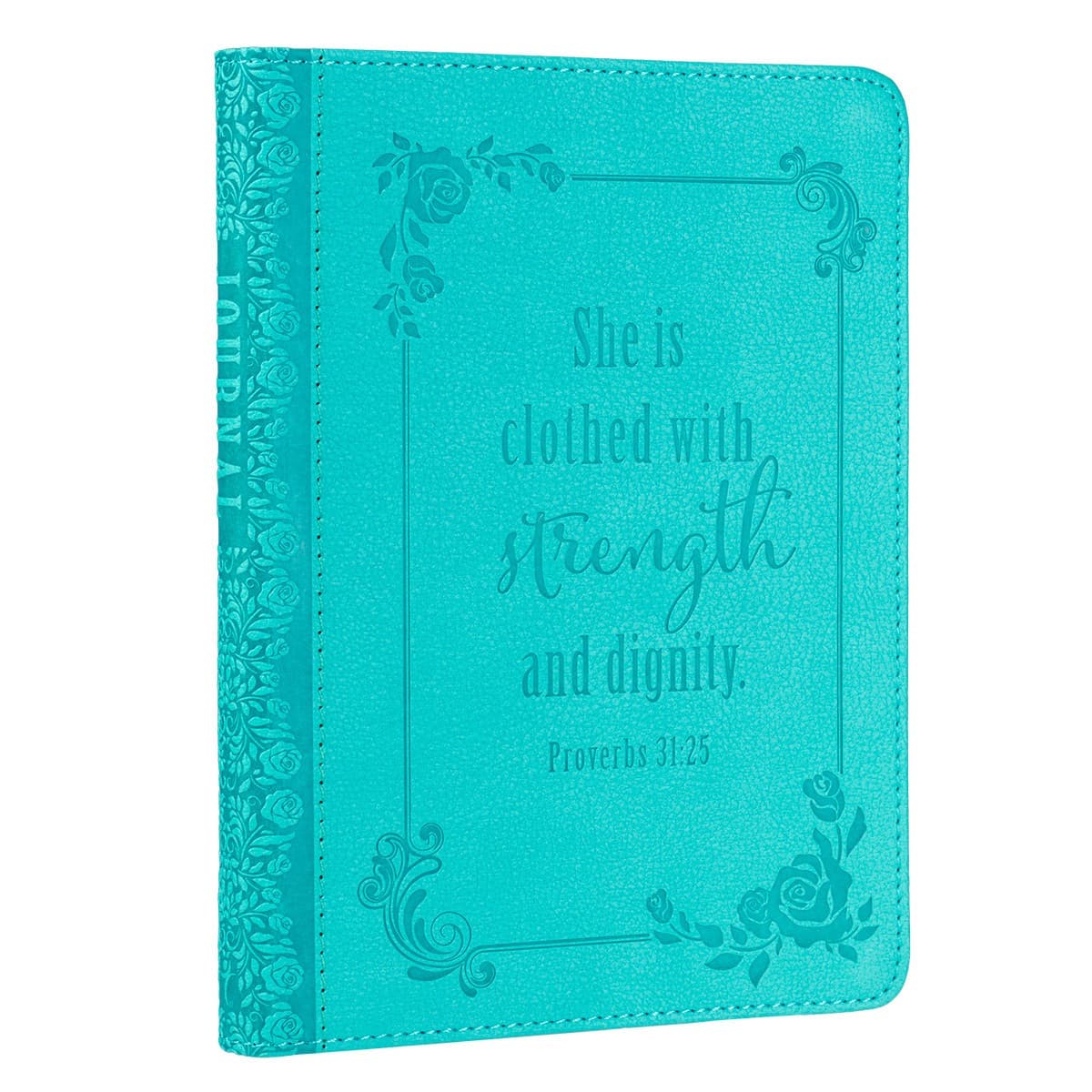 Strength and Dignity - Proverbs 31:25 Teal Faux Leather Handy-sized Journal, picture 3